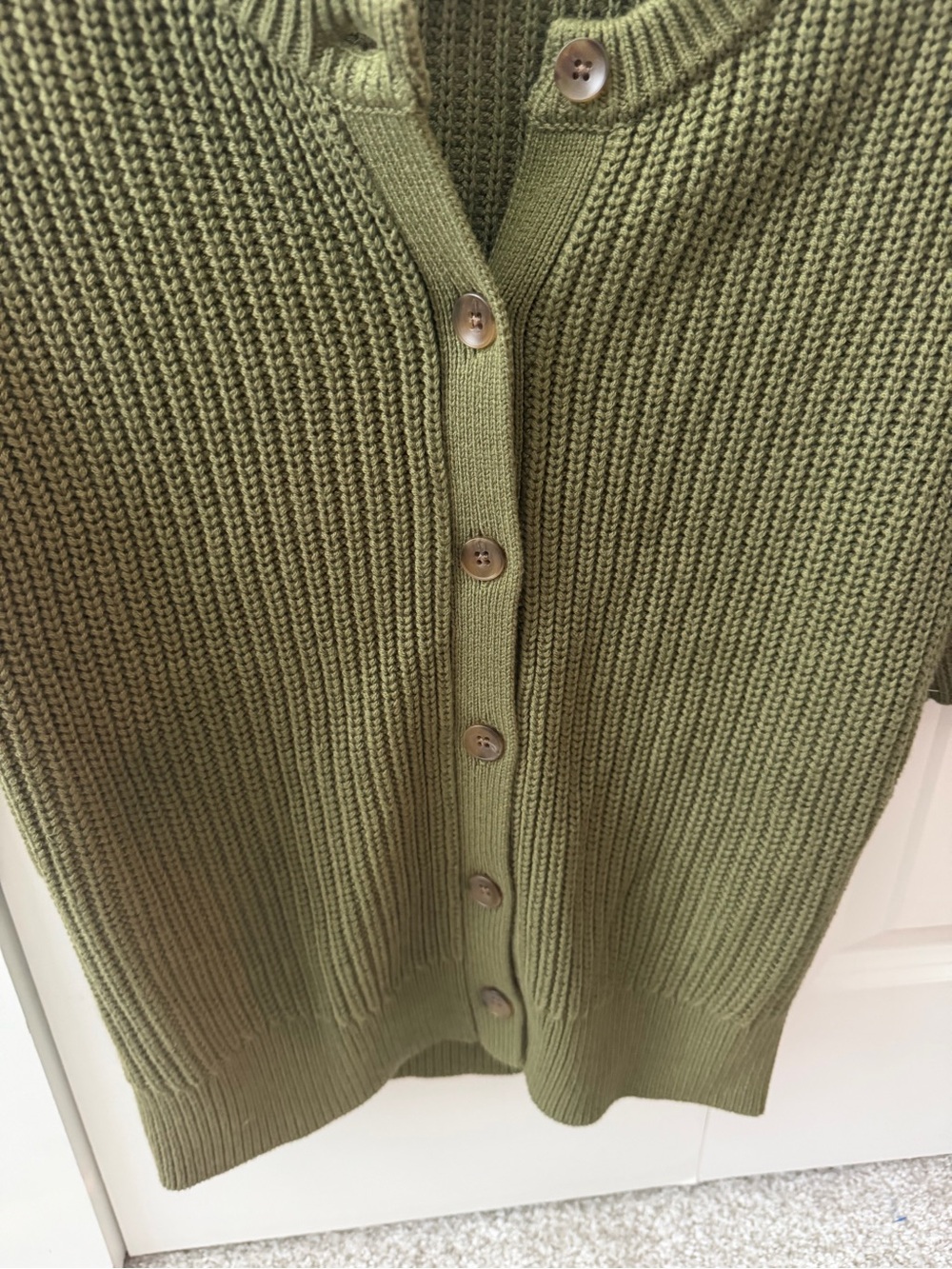 Women’s Nordstrom Knit Cotton and Wool Blend Short Sleeved Cardigan Fisherman - Picture 3 of 6